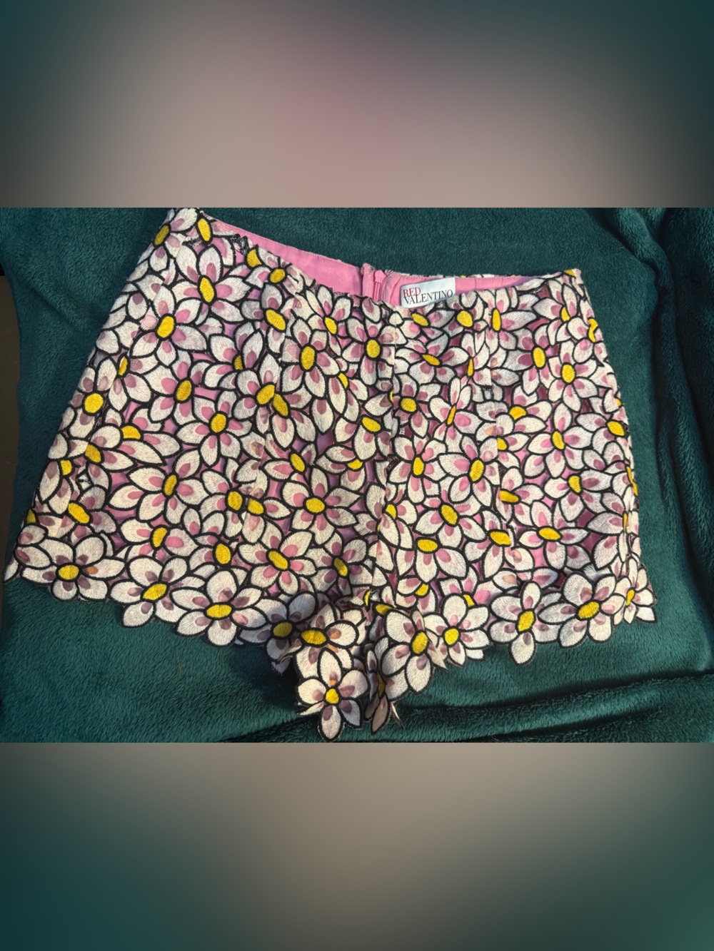 RED Valentino Pink Floral Appliqué Shorts